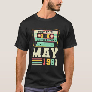 Camiseta 40.º Cumpleaños Mayo Vintage 1981 40 Años
