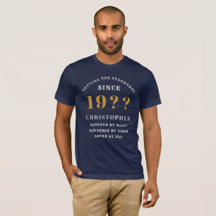 Camiseta 40.º cumpleaños Oro Azul Blanco Elegante Año