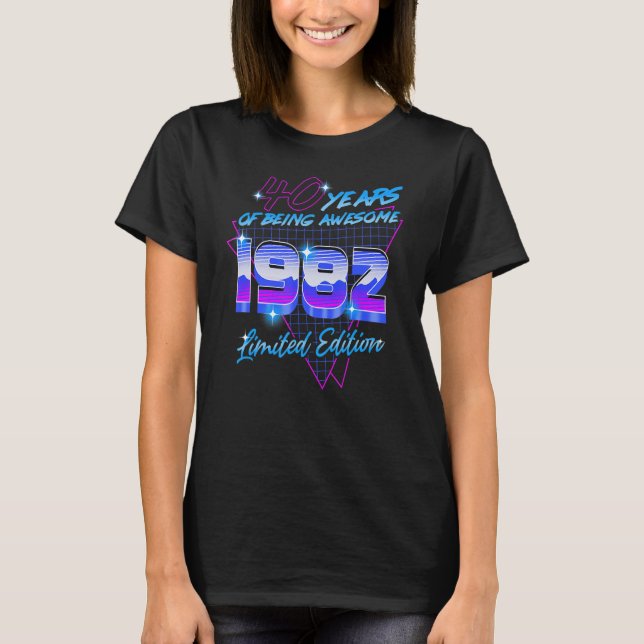 Camiseta 40.º Cumpleaños Retro Vaporwave 1982 Cumpleaños 40 (Anverso)