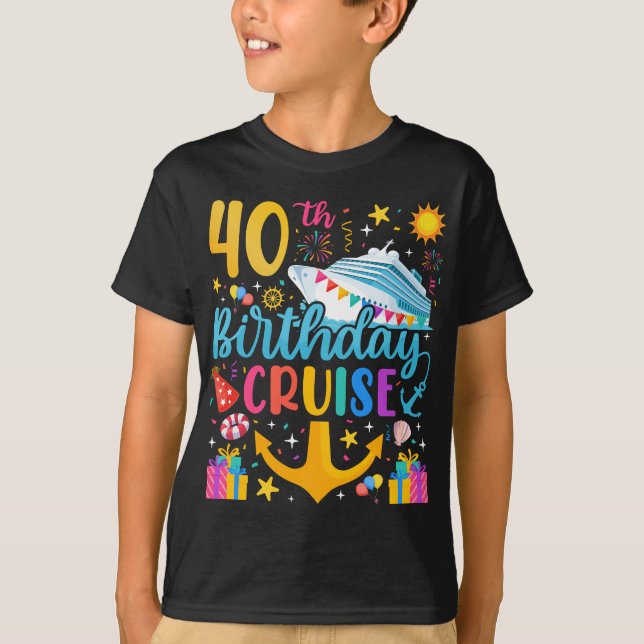 Camiseta 40.º Fiesta del Día B en crucero de cumpleaños (Anverso)
