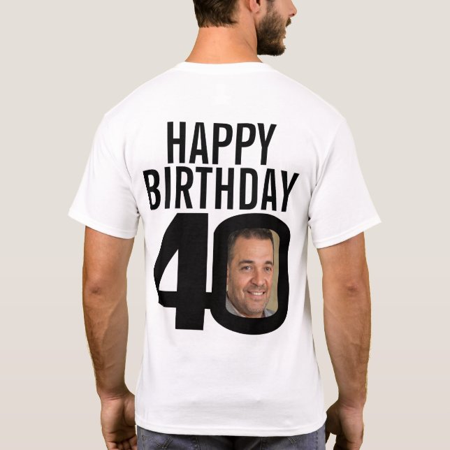 Camiseta 40.º nombre personalizado de feliz cumpleaños ahor (Reverso)