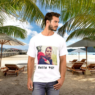 Camiseta 40.º personalizado de cumpleaños foto hola 40 homb