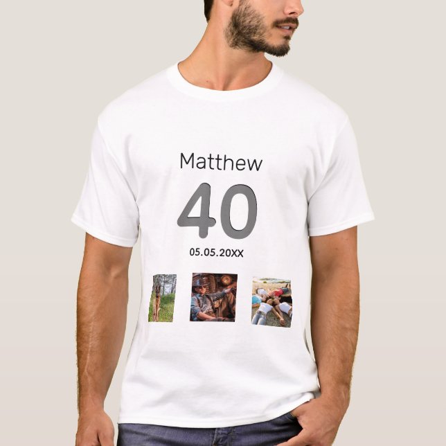 Camiseta 40.º personalizado de cumpleaños fotográfico tipo  (Anverso)