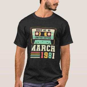 Camiseta 40.º Regalo De Cumpleaños Marzo Vintage 1981 40 Añ