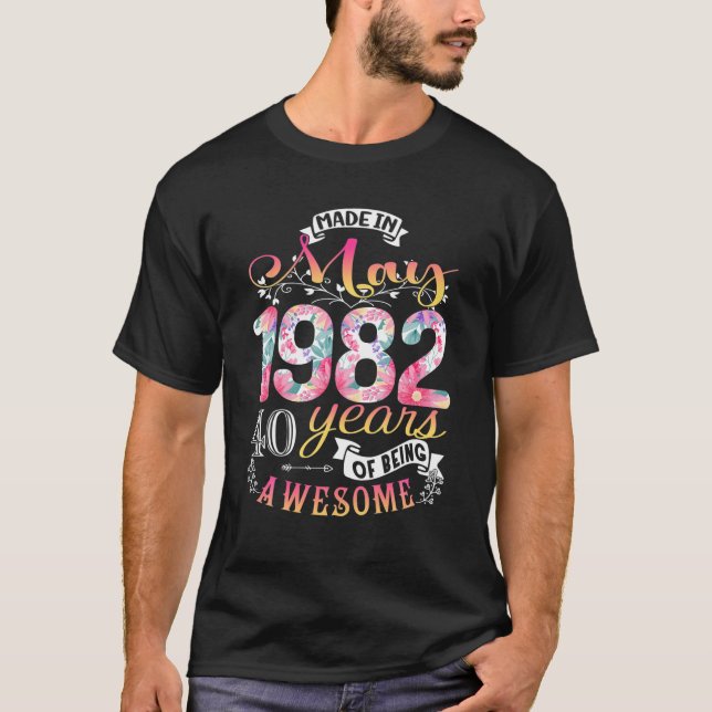 Camiseta 40.º Regalo De Flores De Cumpleaños Para Las Mujer (Anverso)