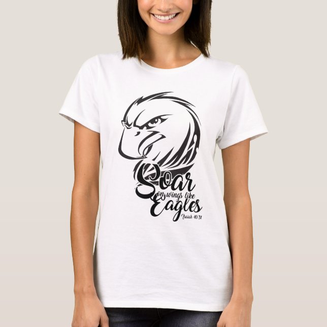 Camiseta 40:31 de Isaías - elévese en las alas como águilas (Anverso)