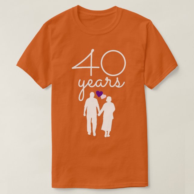 Camiseta 40° aniversario boda con 40 años de amor (Diseño del anverso)