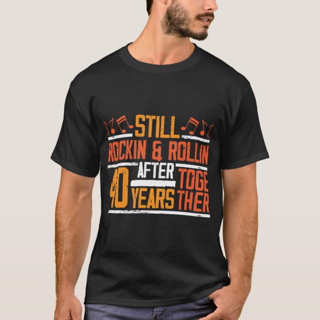Camiseta 40° aniversario de Boda estremeciendo a esposa (Anverso)
