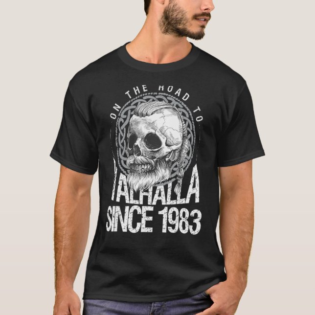 Camiseta 40 años 1983 cumpleaños Valhalla Viking Dad (Anverso)