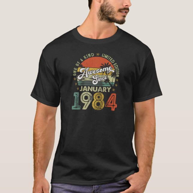 Camiseta 40 años de antigüedad Enero de 1984 Regalos 40º na (Anverso)