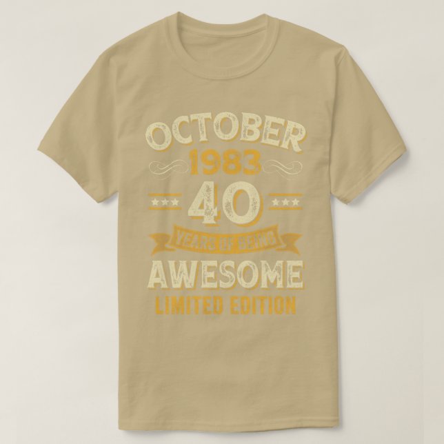 Camiseta 40 años de antigüedad Octubre 1983 40º nacimiento (Diseño del anverso)