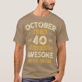 Camiseta 40 años de antigüedad Octubre 1983 40º nacimiento