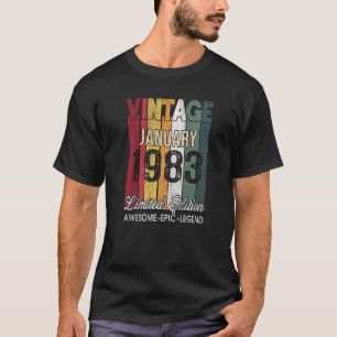 Camiseta 40 años de edad asombrosa desde enero de 1983 40º 