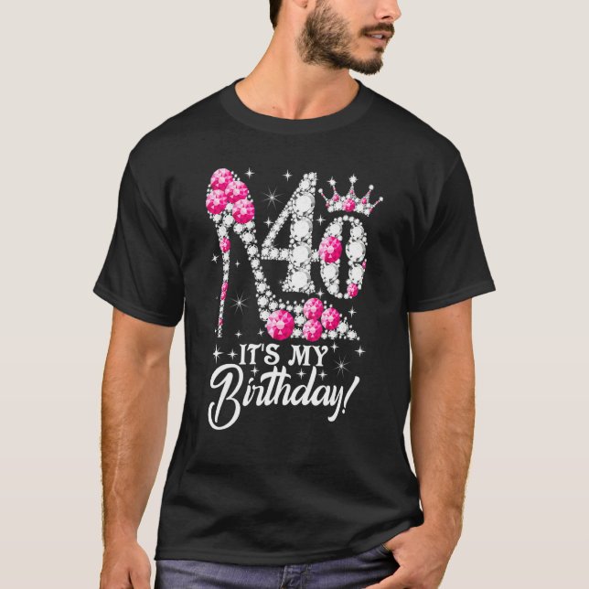 Camiseta 40 años, es mi 40 cumpleaños, Diamante Rosa (Anverso)
