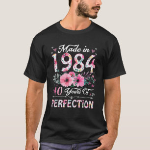 Camiseta 40 Años Hecho En 1984 Floral 40 Años Mujeres