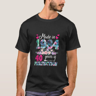 Camiseta 40 Años Nacida En 1984 Floral 40th Birthday Wom