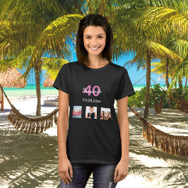 Camiseta 40 años personalizado foto mujer monograma rosa