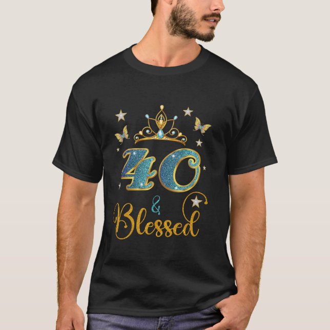 Camiseta 40 Bendecidos cumpleaños 40 años de edad Mantequil (Anverso)