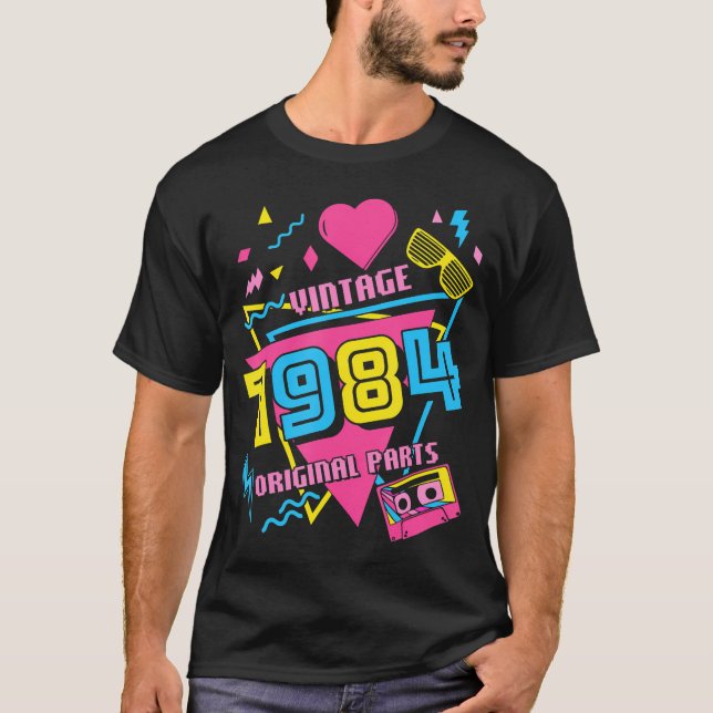Camiseta 40. Cumpleaños 1984. Amo los 80. (Anverso)