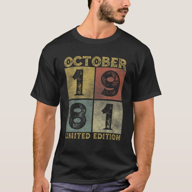 Camiseta 40. Decoración De Cumpleaños Octubre 1981 Hombres  (Anverso)
