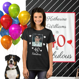 Camiseta 40 Fabulosa foto de cumpleaños número 40 mujeres b
