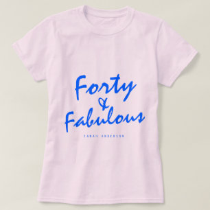 Camiseta 40 Fabuloso Néon Blue Name 40 cumpleaños Regalo