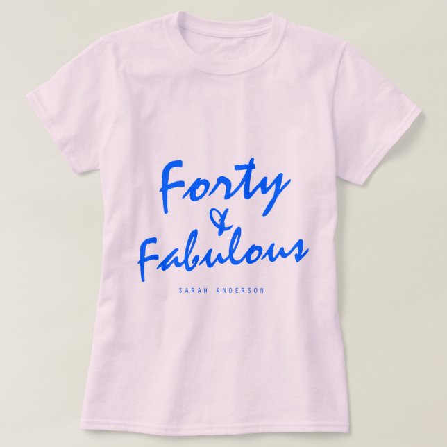 Camiseta 40 Fabuloso Néon Blue Name 40 cumpleaños Regalo (Diseño del anverso)