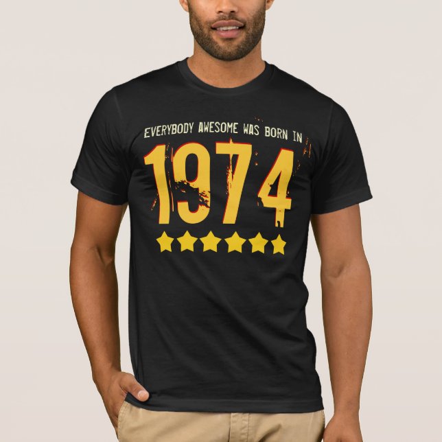 Camiseta 40.o Impresionante del cumpleaños llevado 1974 o (Anverso)