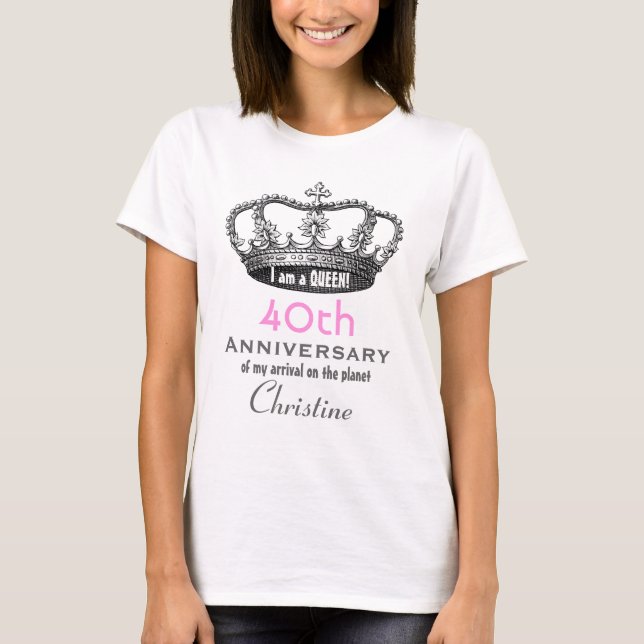 Camiseta 40.o Reina V12 DIVERTIDO del cumpleaños del (Anverso)