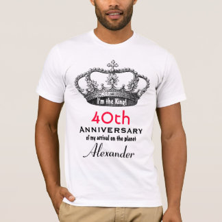Camiseta 40.o Rey FUNNY V05 del cumpleaños del aniversario
