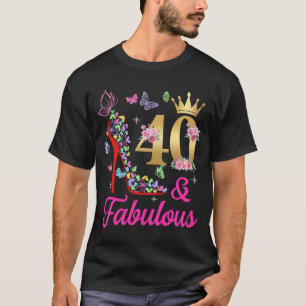 Camiseta 40 y fabulosos 40 años 40 cumpleaños mariposas H