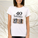 Camiseta 40 y Fabulous Gold Purpurina 2 Foto 40 cumpleaños<br><div class="desc">40 y la fabulosa Purpurina de oro 2 camiseta de foto 40 cumpleaños. Añade tus fotos - puedes usar una foto antigua y nueva.</div>