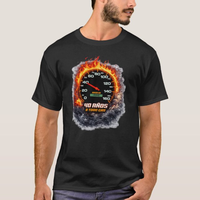 Camiseta 40 Years Full Throttle Born 1985 Speedometer Bir (Anverso)