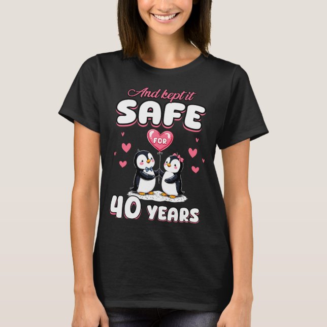 Camiseta 40 Years Wedding Anniversary Penguin Couples Match (Anverso)