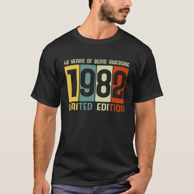 Camiseta 40Th Birthday 40 Years Awesome Retro Tees Limited (Anverso)