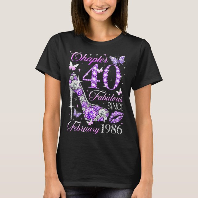 Camiseta 40th Birthday Queen Chapter 40 Fabulous Since 1986 (Anverso)