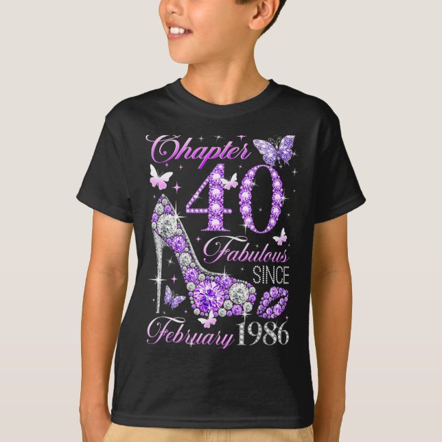 Camiseta 40th Birthday Queen Chapter 40 Fabulous Since 1986 (Anverso)