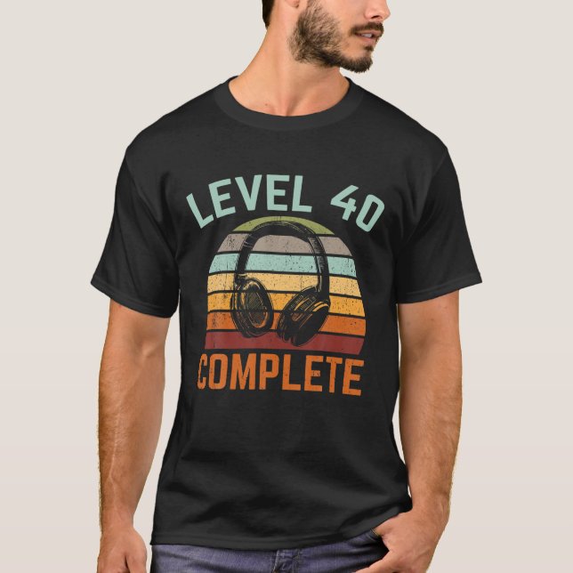 Camiseta 40Th Birthday Video Gamer Level 40 Complete (Anverso)