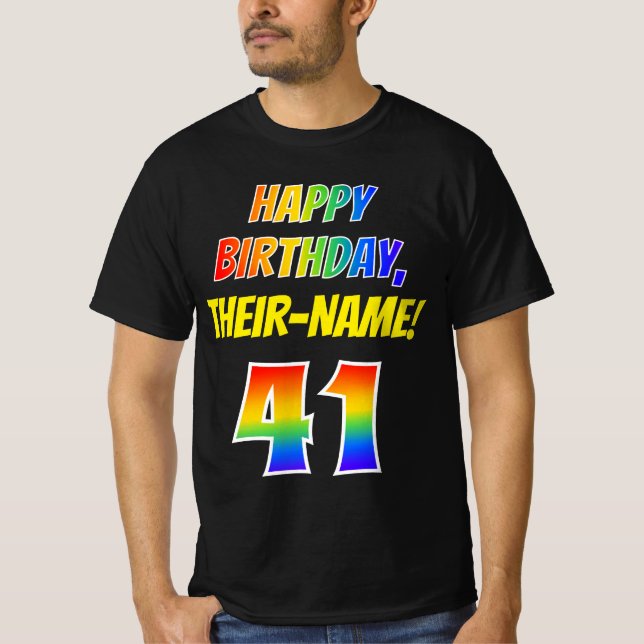 Camiseta 41ª Cumpleaños — Negrita, Diversión, Arcoiris 41,  (Anverso)