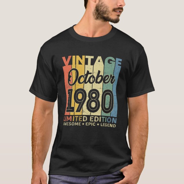 Camiseta 41ª Decoración De Cumpleaños Octubre 1980 Hombres  (Anverso)