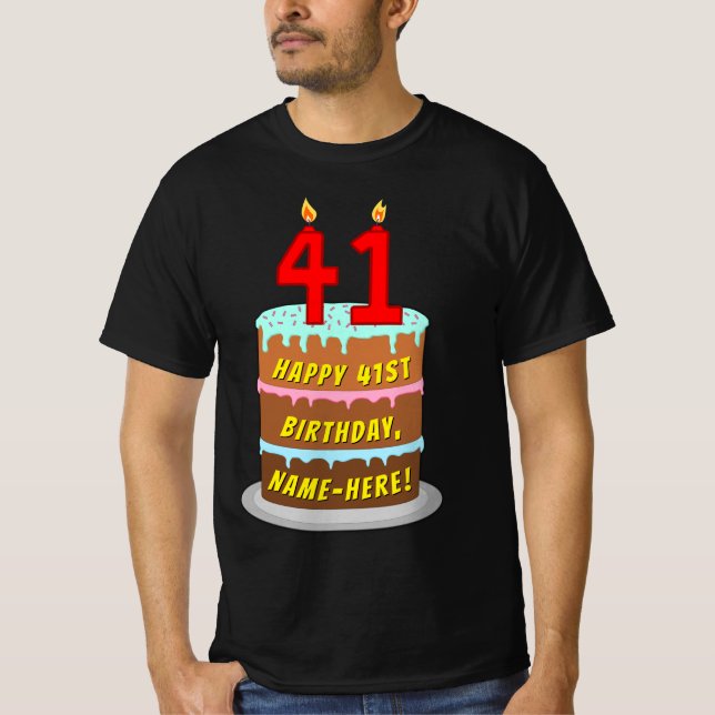 Camiseta 41º cumpleaños — Torta de diversión y velas, con n (Anverso)