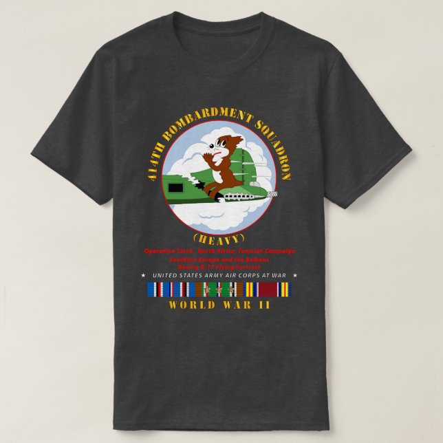 Camiseta 414º Escuadrón de Bombardeo Fuerte AAC con WWII EU (Diseño del anverso)