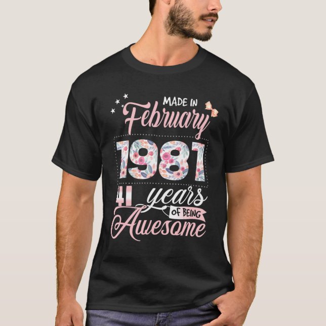 Camiseta 41.ª Floral De Cumpleaños Para Las Mujeres Nacidas (Anverso)