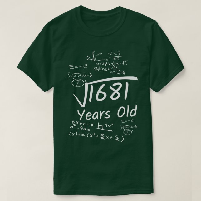 Camiseta 41.ª Matemática de Cumpleaños Raíz cuadrada de 168 (Diseño del anverso)