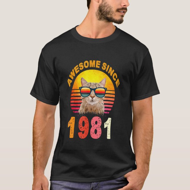 Camiseta 41.º Gato Vintage desde 1981 (Anverso)