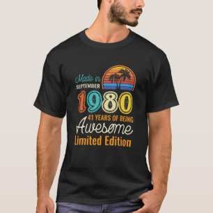 Camiseta 41 Años Nacidos En Septiembre De 1980 41º Cumpleañ