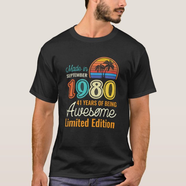Camiseta 41 Años Nacidos En Septiembre De 1980 41º Cumpleañ (Anverso)