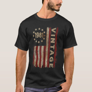 Camiseta 41 Year Old Vintage 1981 American Flag 41st Birth