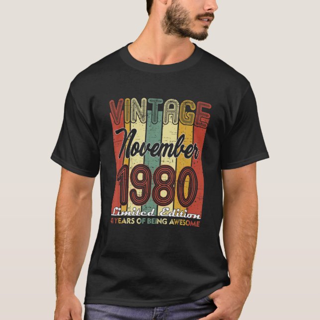 Camiseta 41 Years Old Retro November 1980 41St Birthday Dec (Anverso)