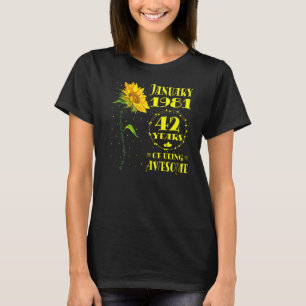 Camiseta 42.º cumpleaños Girasol de 42 años nacido en enero